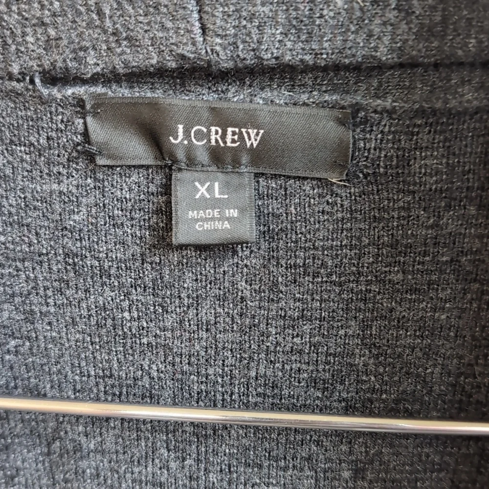 J Crew Dark Grey Merino Wool Cotton Blend Heavy Open Front Cardigan Size XL